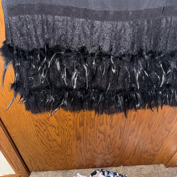 DKNY Black Long Sleeve Feather Dress - Picture 5 of 7